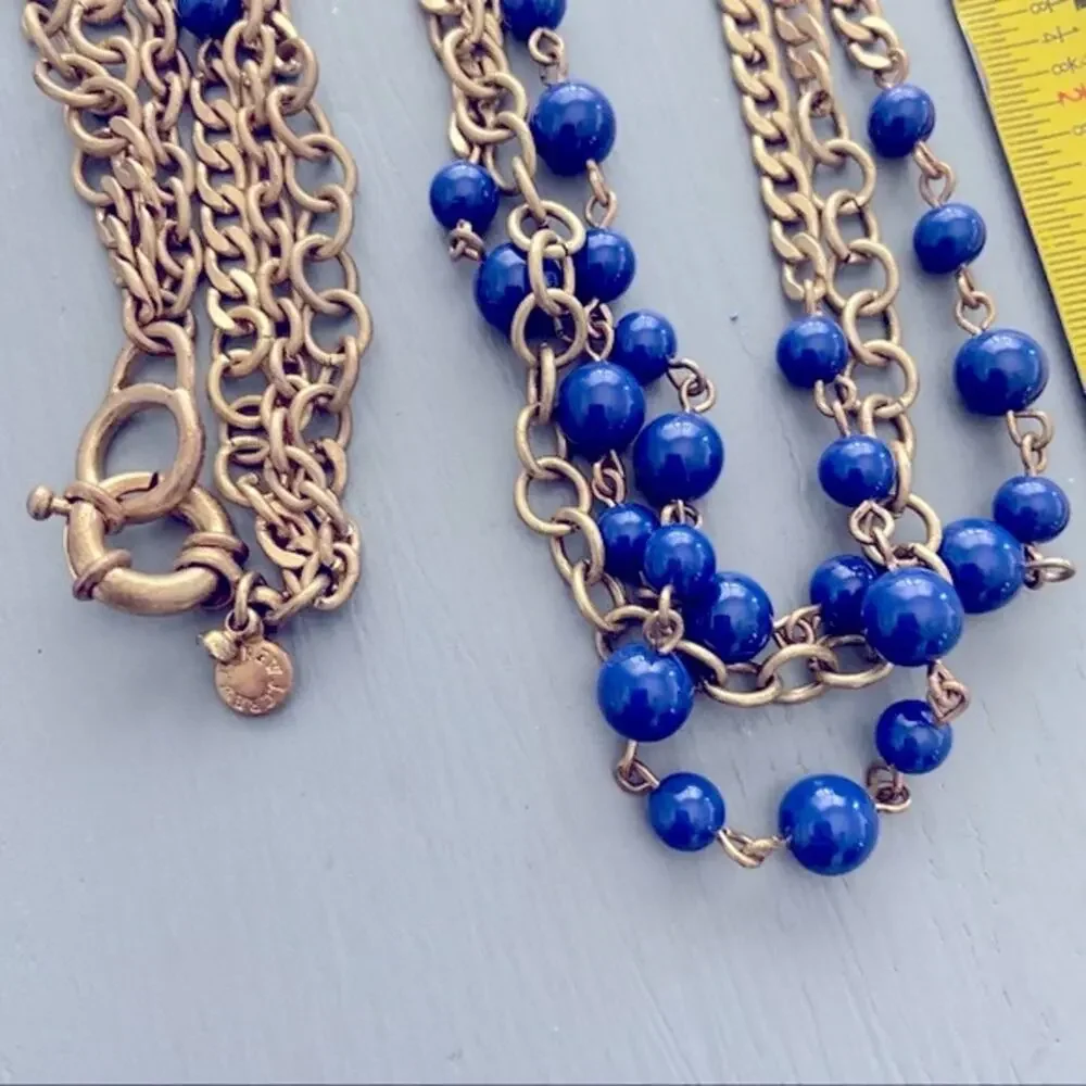 J. Crew Multi Chain Blue Beaded Necklace